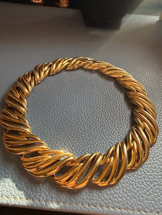 Givenchy Jewelry - Vintage Givenchy Golden Wave Swirl Collar Necklace 1960s Designer Signed